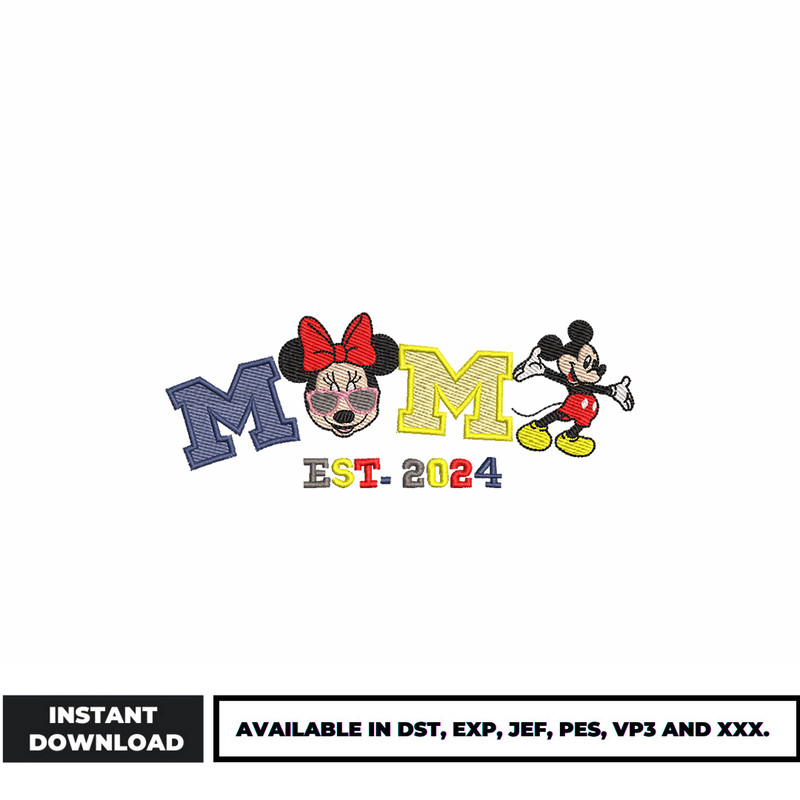 Minnie mama est 2024 embroidery design