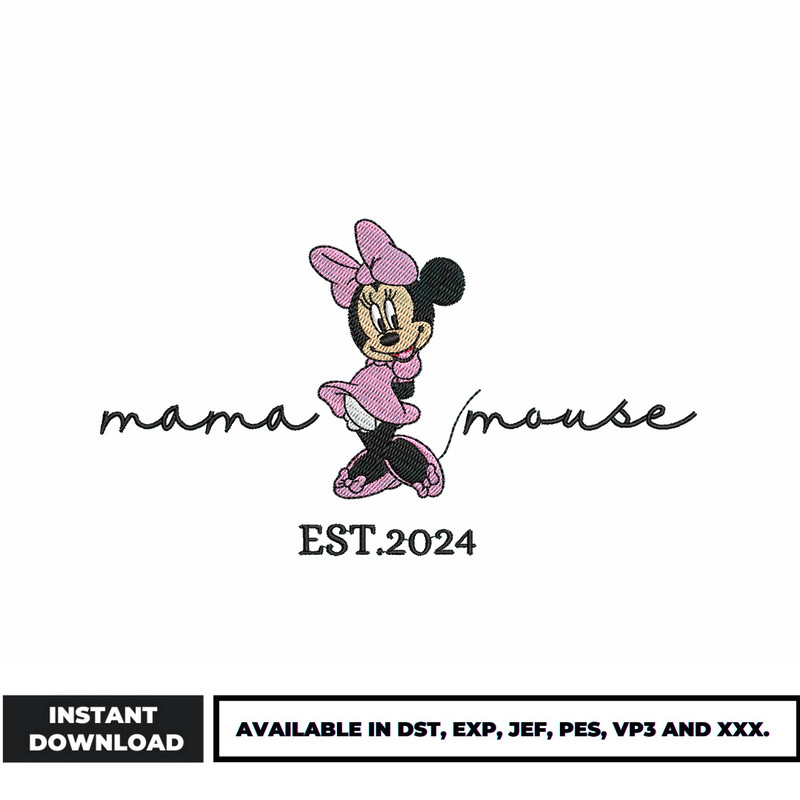 Minnie mouse est 2024 embroidery design