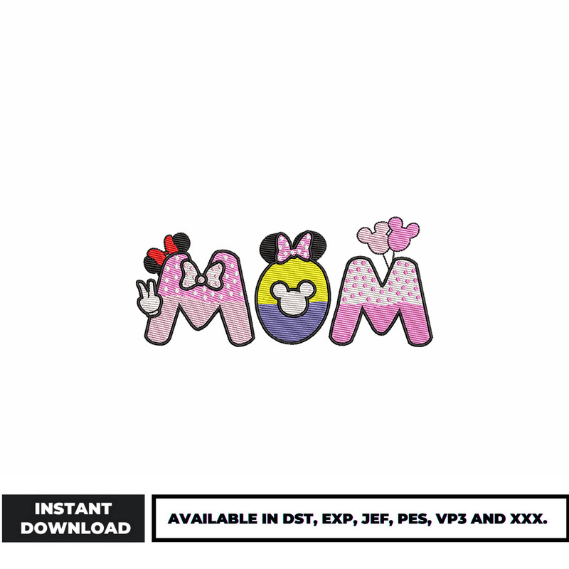 Minnie mom embroidery design