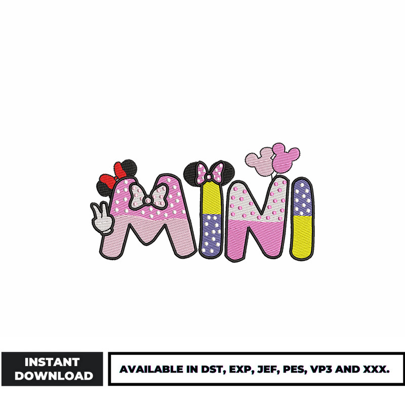 Minnie mouse Mimi embroidery design
