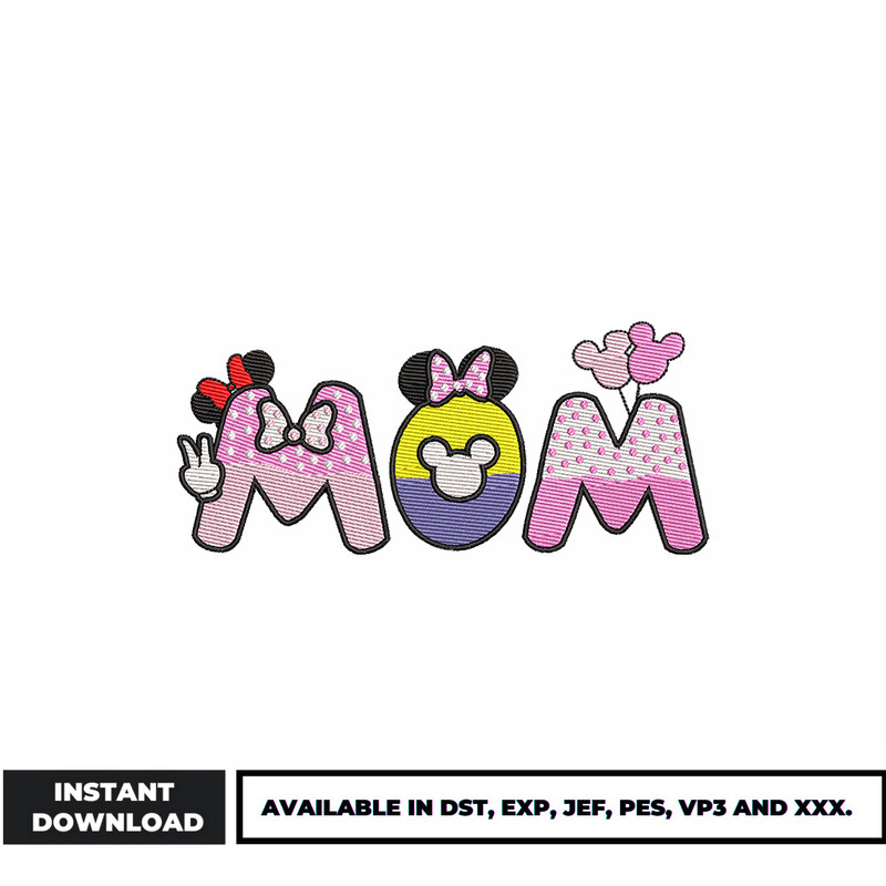 Mom Minnie mouse embroidery design