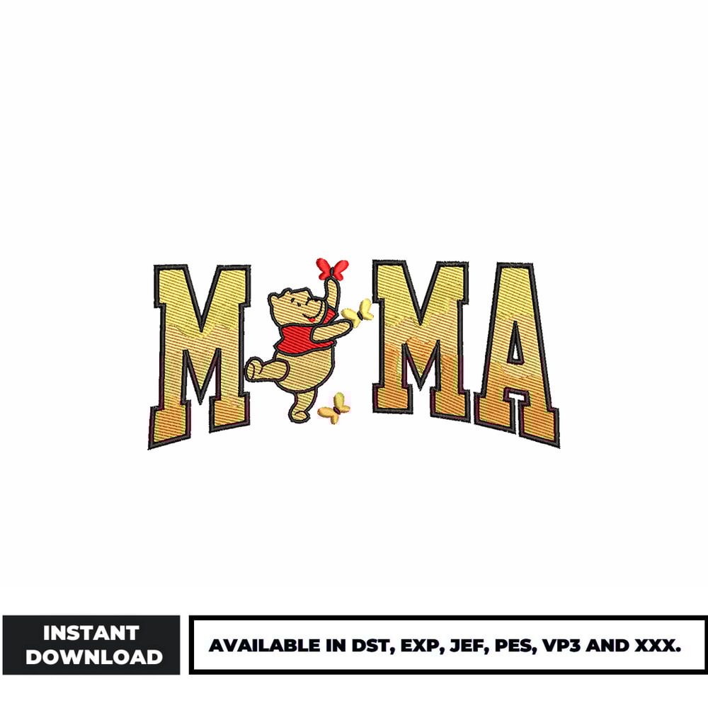 Pooh mama embroidery design