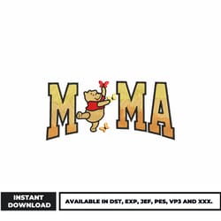 pooh mama embroidery design, winnie the pooh embroidery, cartoon embroidery, embroidery file, digital download.
