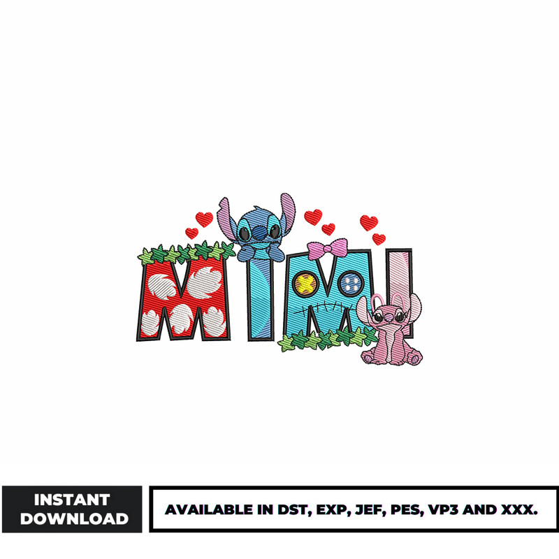 Stitch angel mimi embroidery design