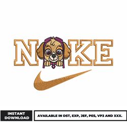 swoosh x skye embroidery design, paw patrol embroidery, logo nike embroidery, embroidery file, digital download.