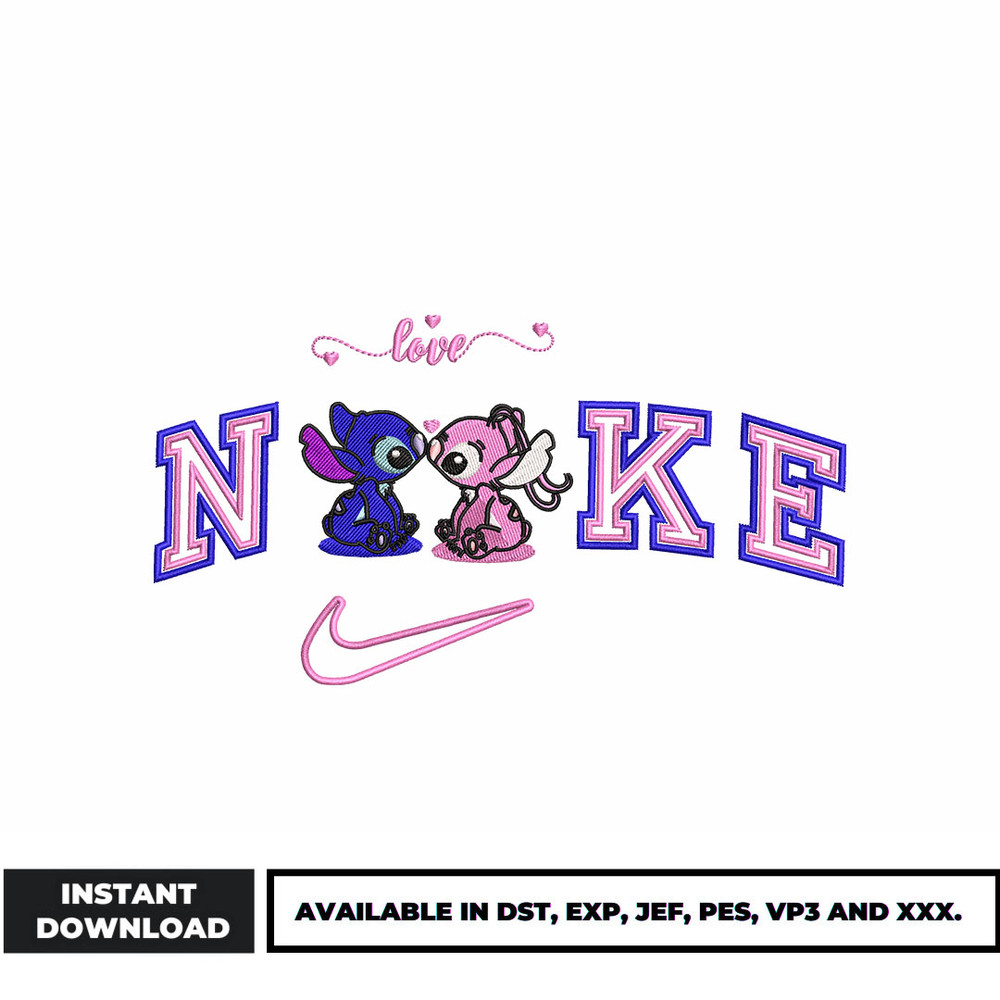 Nike x stitch couple embroidery design