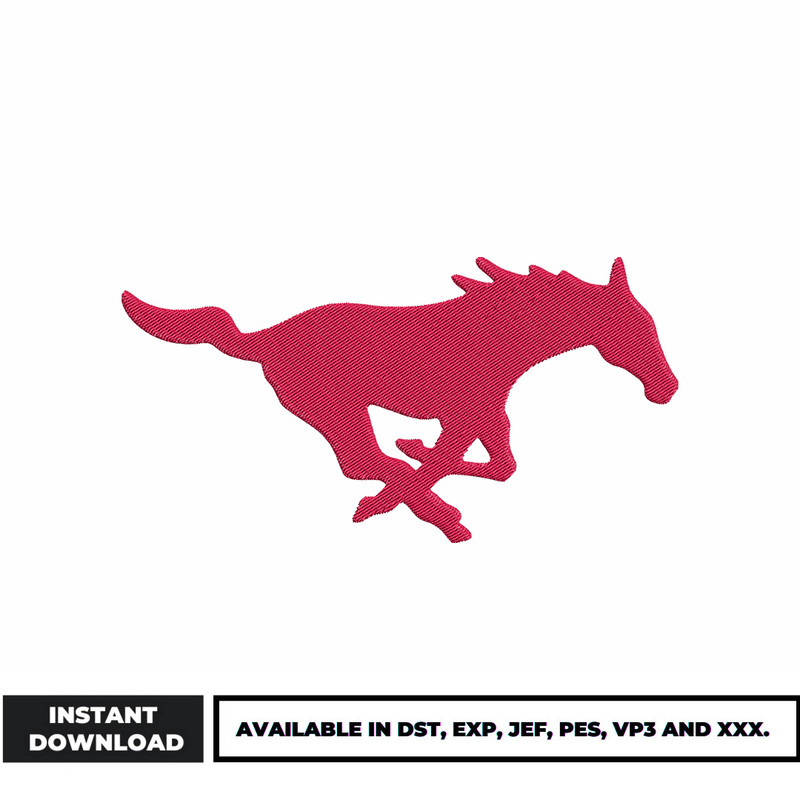 SMU Mustangs logo embroidery design