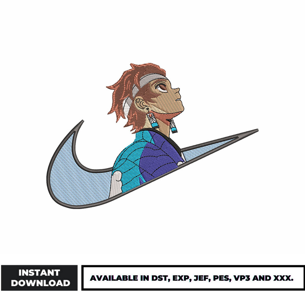 Nike x tanjiro embroidery design