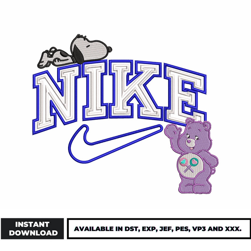 Nike bear snoopy embroidery design