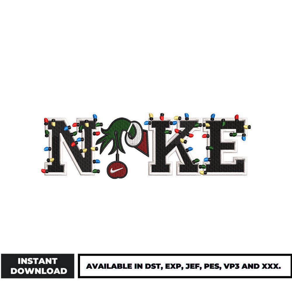Nike grinch xmas embroidery design