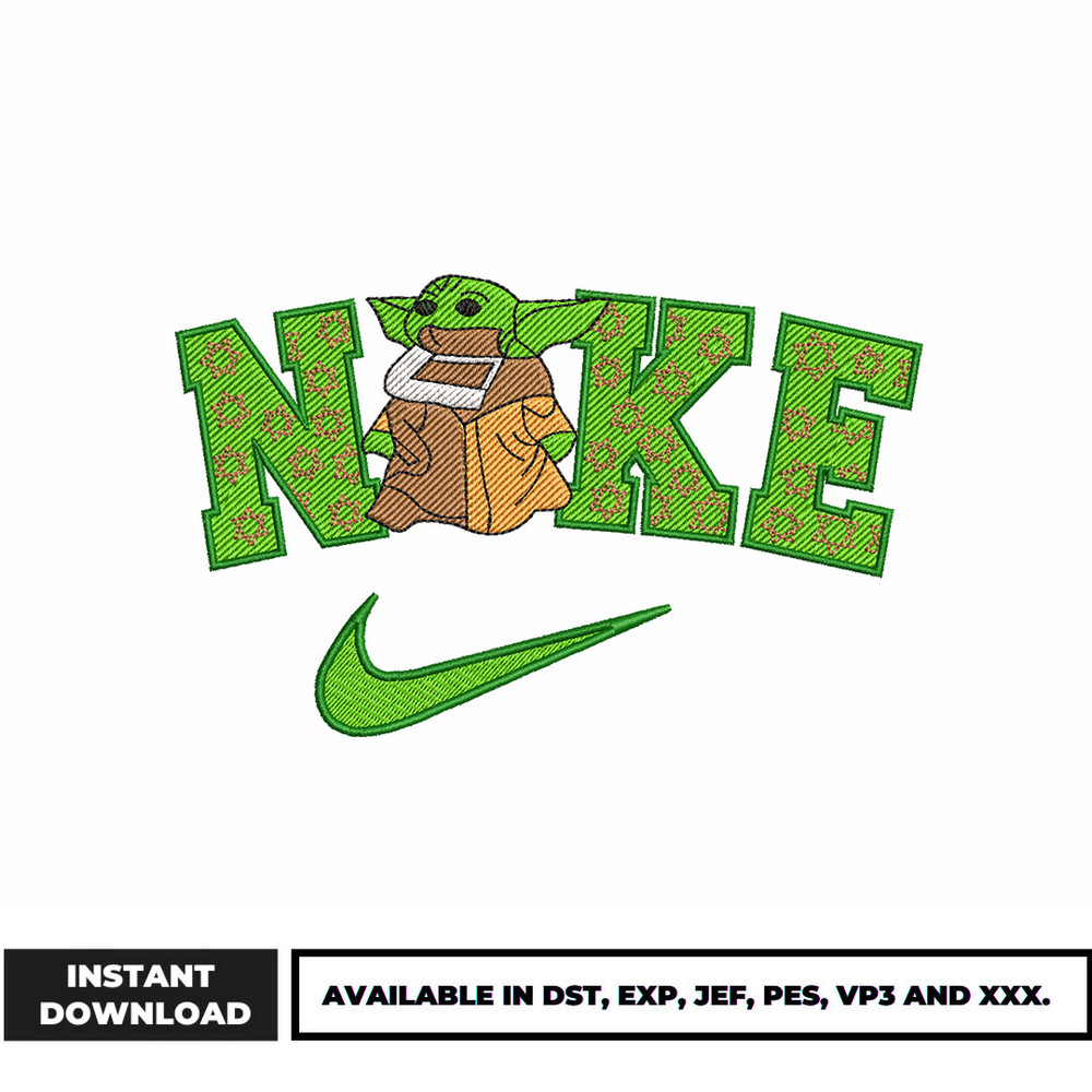 Nike baby yoda embroidery design