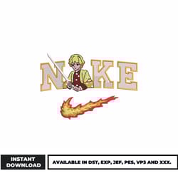 nike zenitsu embroidery design, demon slayer embroidery, embroidery file, logo nike embroidery, digital download.