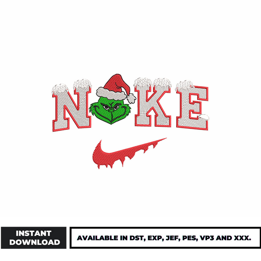 Nike grinch snow embroidery design