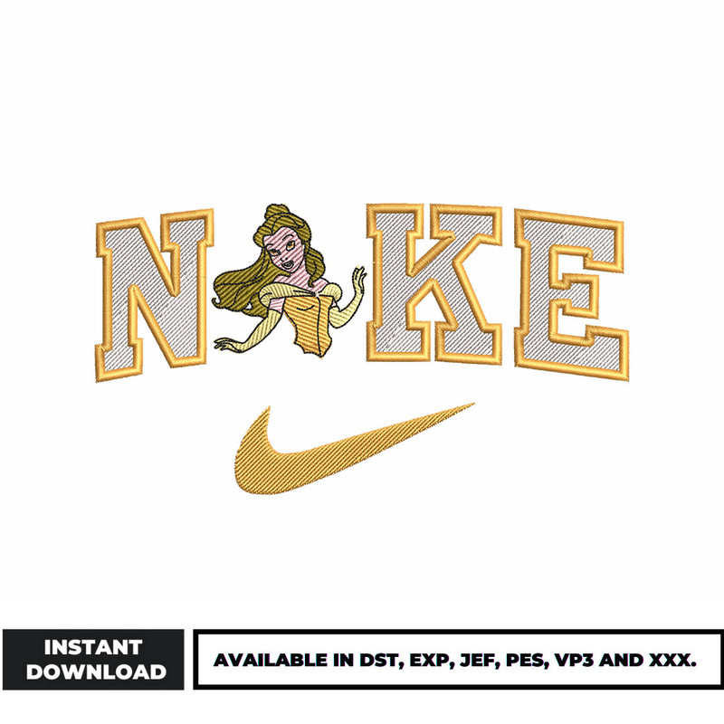 Nike Princess Belle embroidery design