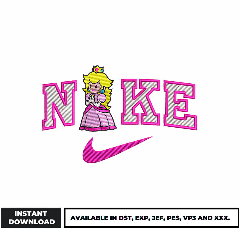 Nike mario princess embroidery design