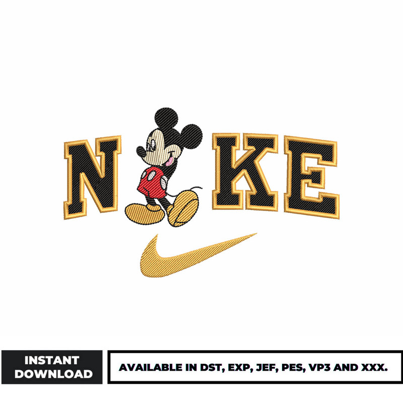 Nike mickey mouse embroidery design