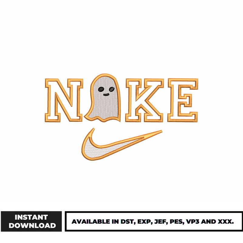 Nike cute Ghost embroidery design