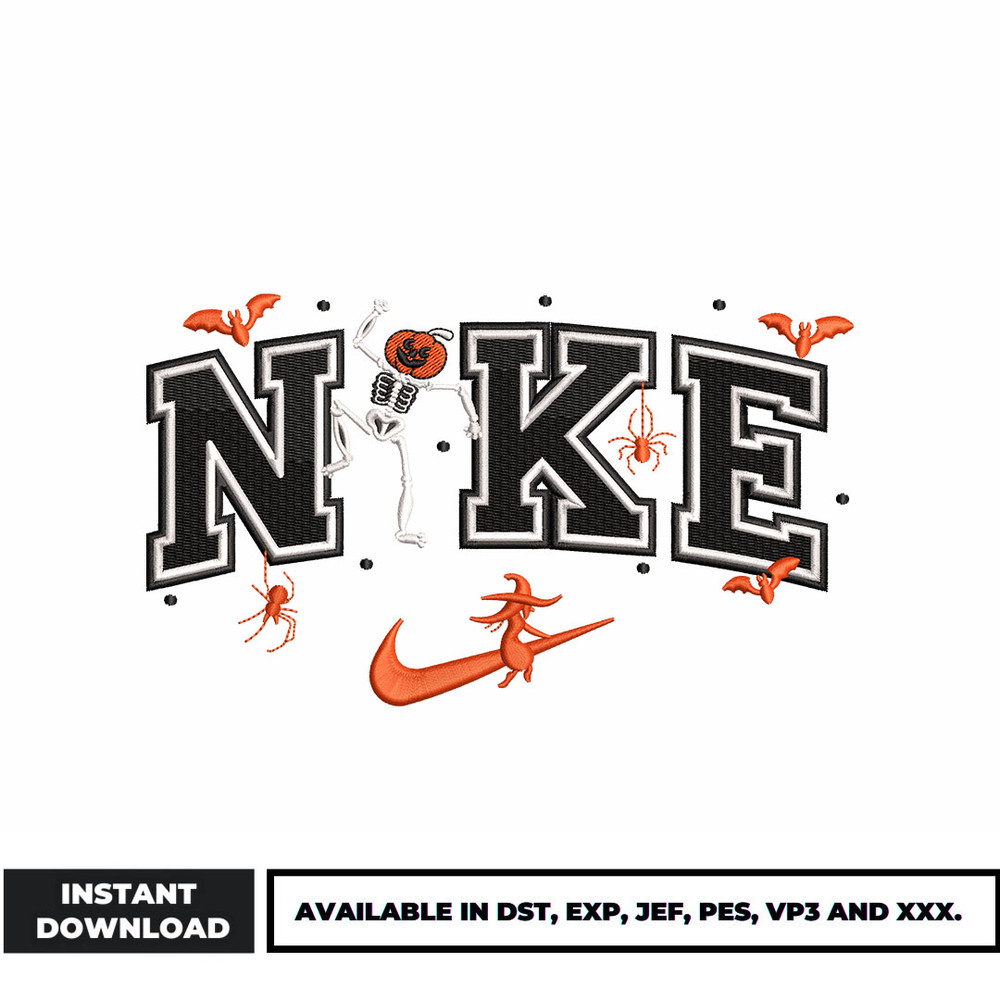 Swoosh pumpkin embroidery design