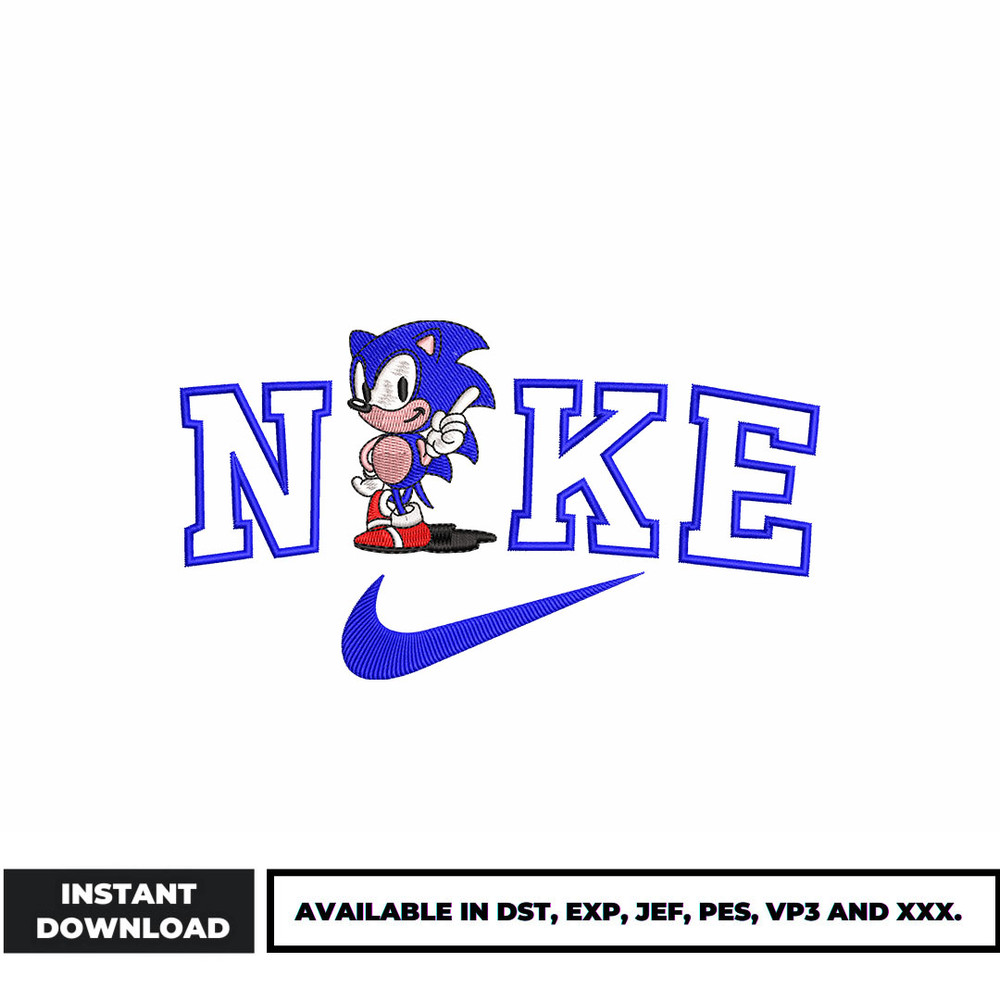 Swoosh sonic embroidery design