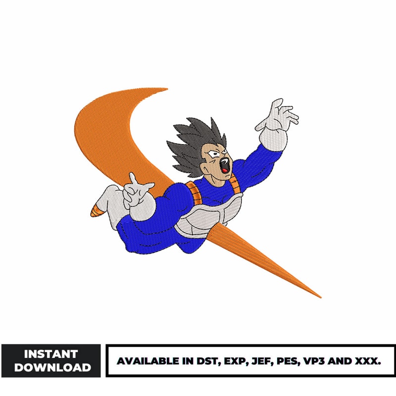 Swoosh Vegeta embroidery design