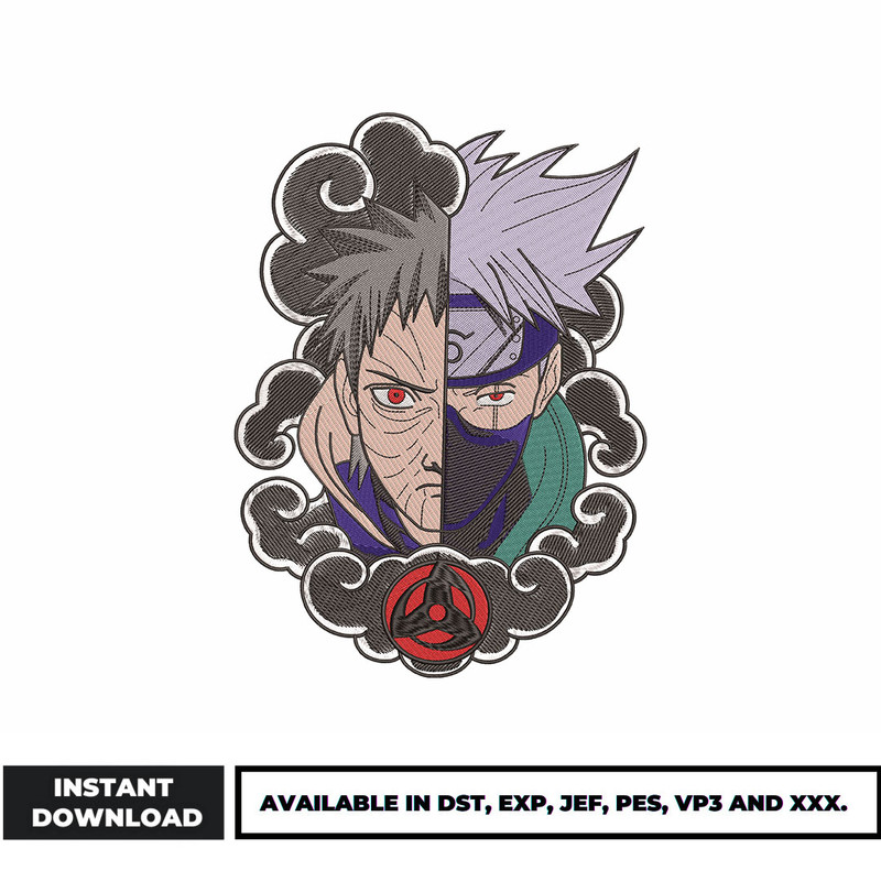 Obito x kakashi anime embroidery design