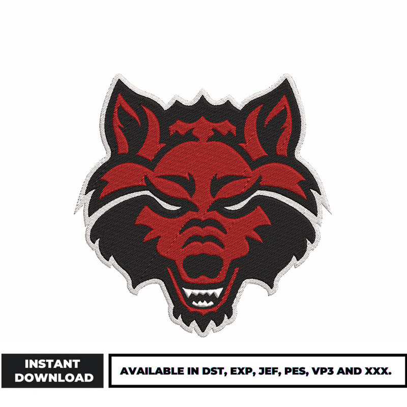 Arkansas State Red Logo embroidery design