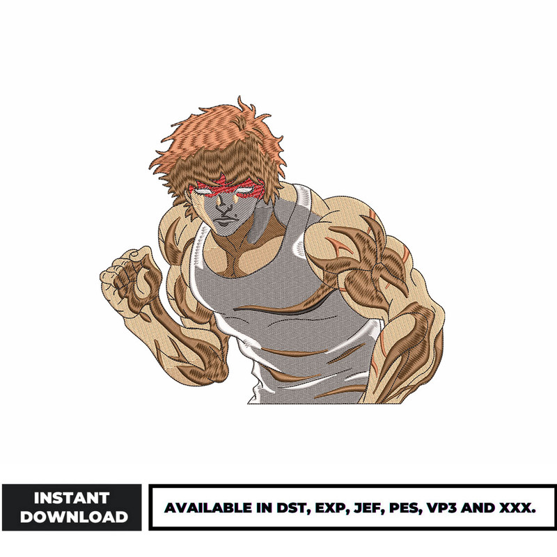 Baki anime embroidery design