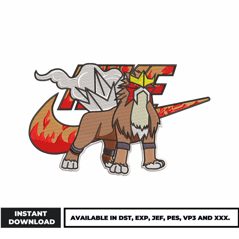 Entei nike anime embroidery design