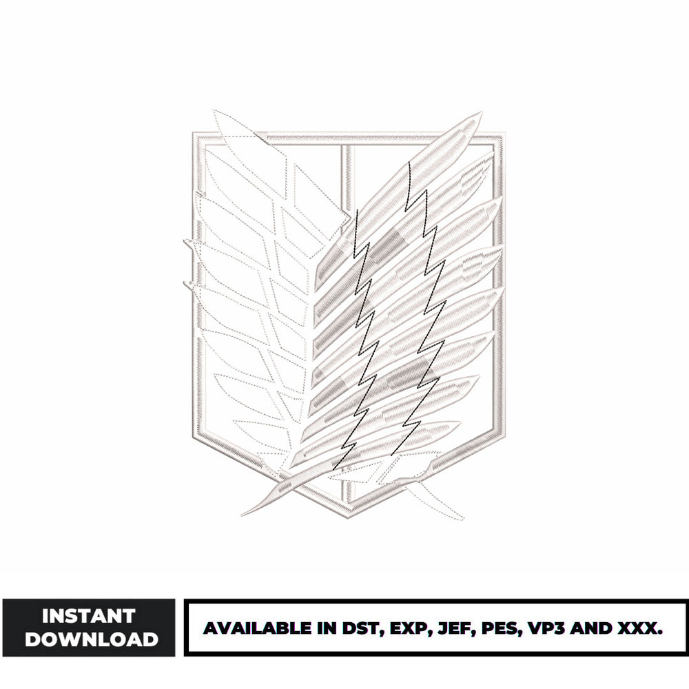 Wings of freedom anime embroidery design