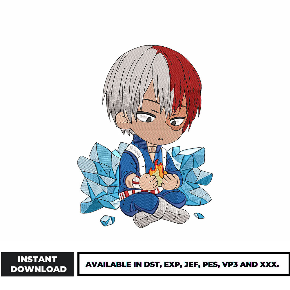 Chibi Todoroki anime embroidery design