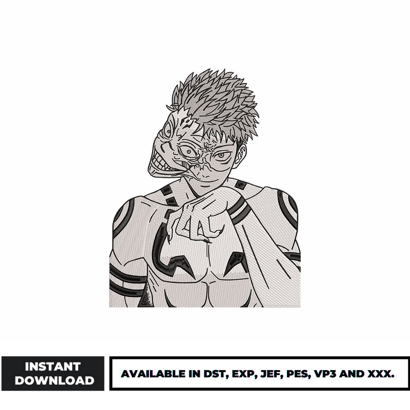 Yuuji x sukuna anime embroidery design