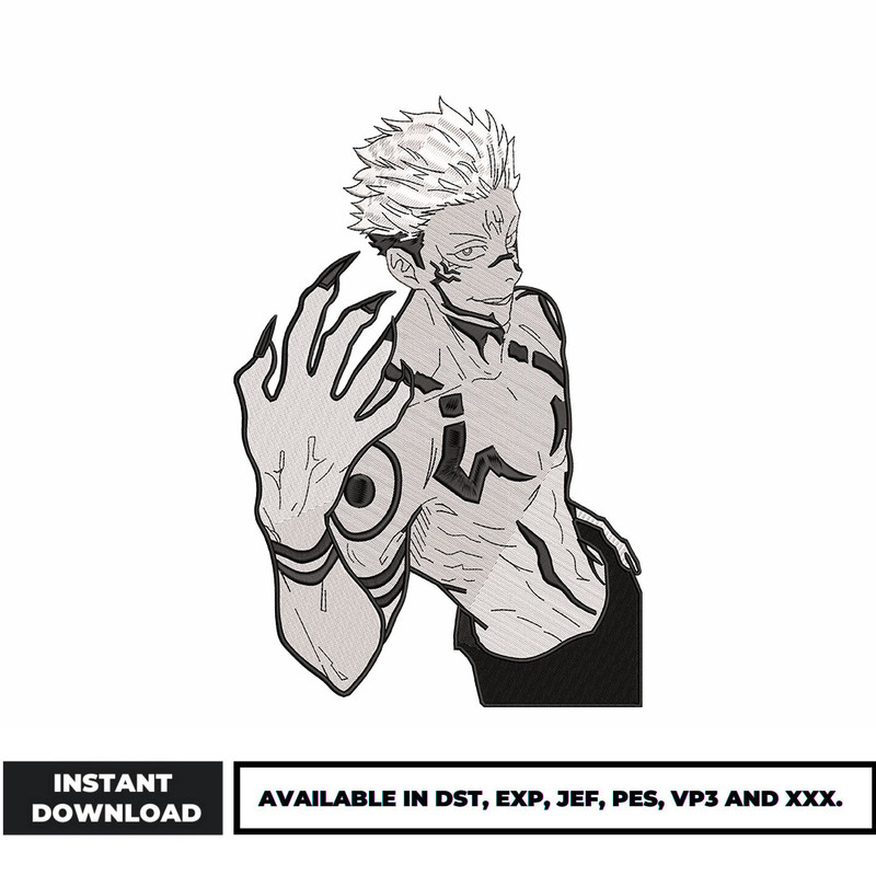 Sukuna anime embroidery design