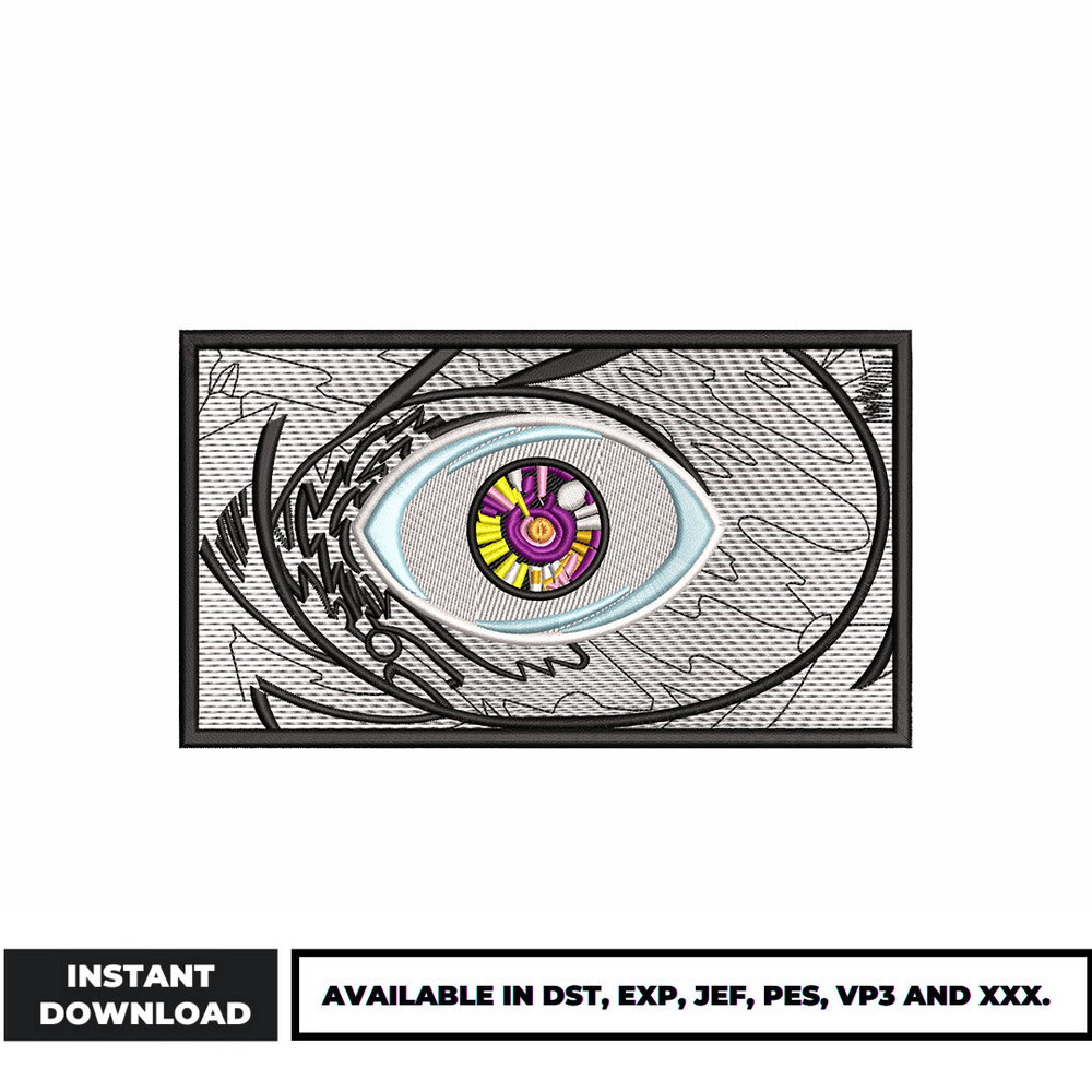 Bad Bunny eyes anime embroidery design