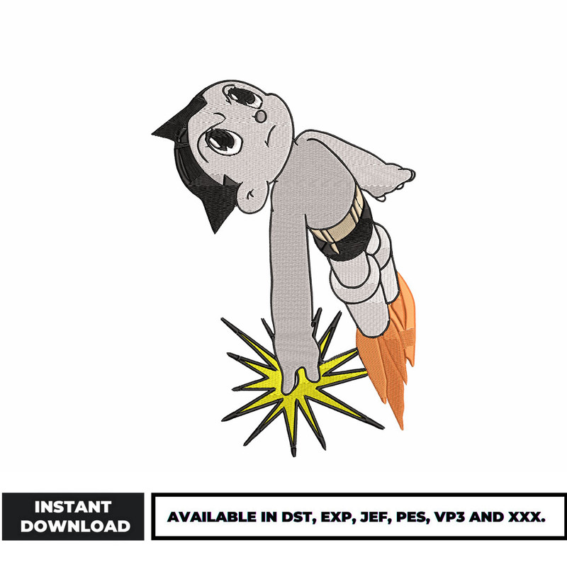 Astro Boy anime embroidery design