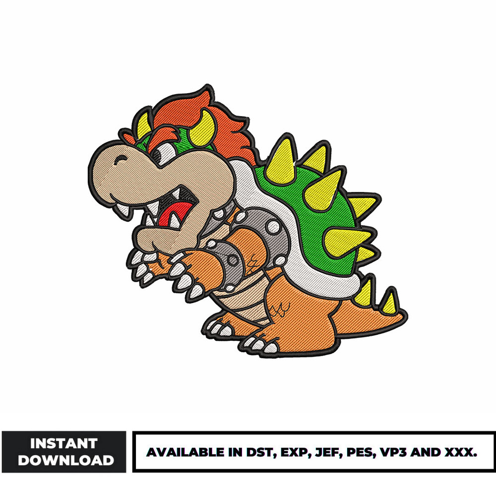 Bowser bros anime embroidery design
