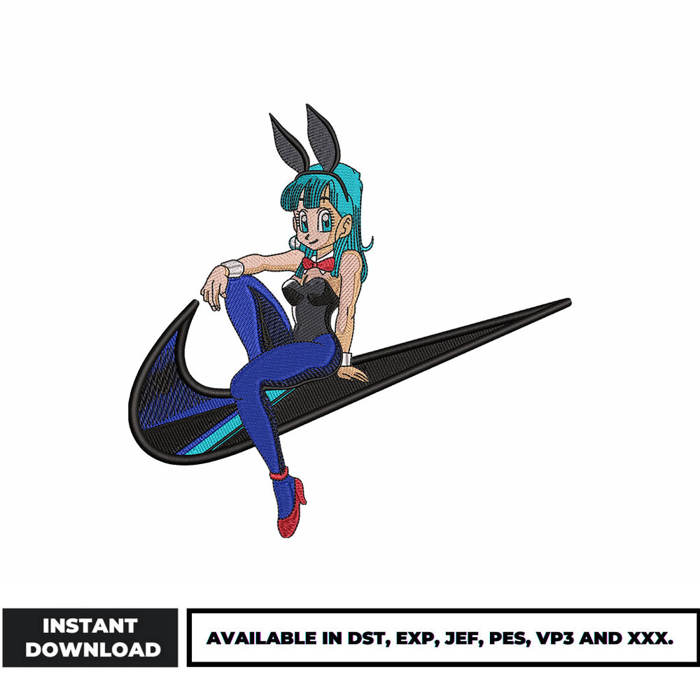 Bulma bunny nike anime embroidery design