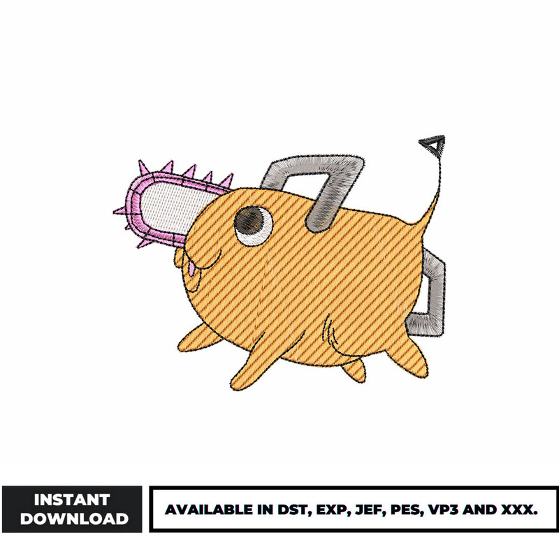 Pochita anime embroidery design