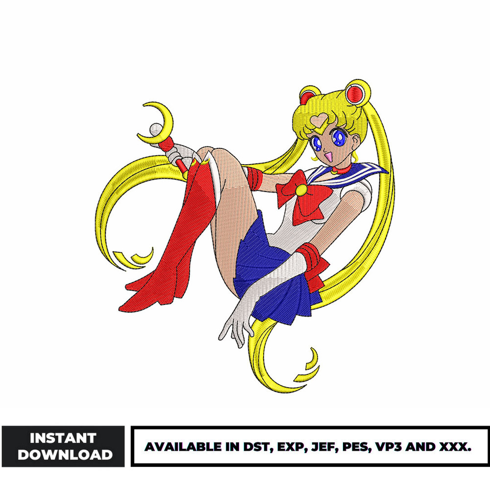 Sailor Moon anime embroidery design