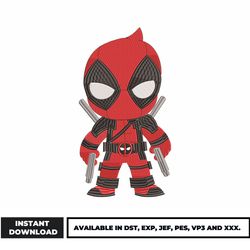 deadpool chibi anime embroidery design, deadpool embroidery, anime embroidery, embroidery file, instant download.