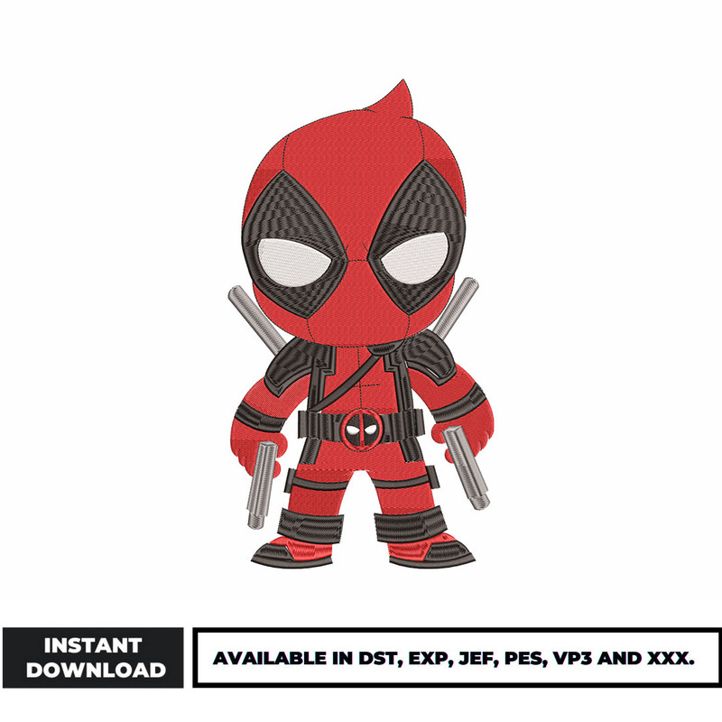 Deadpool chibi anime embroidery design