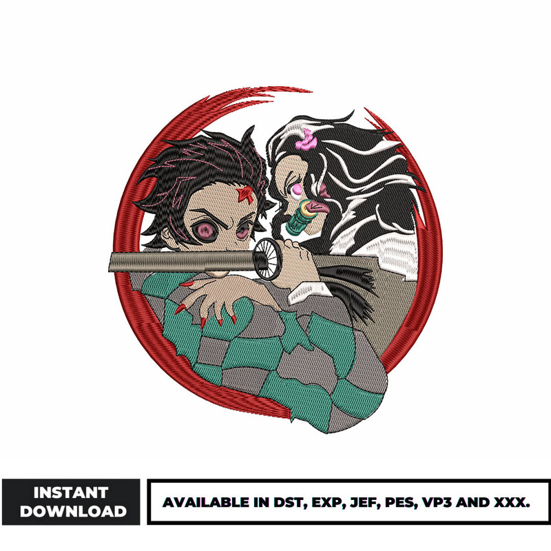 Kamado brother anime embroidery design