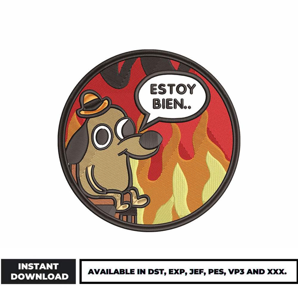 Fine dog anime embroidery design