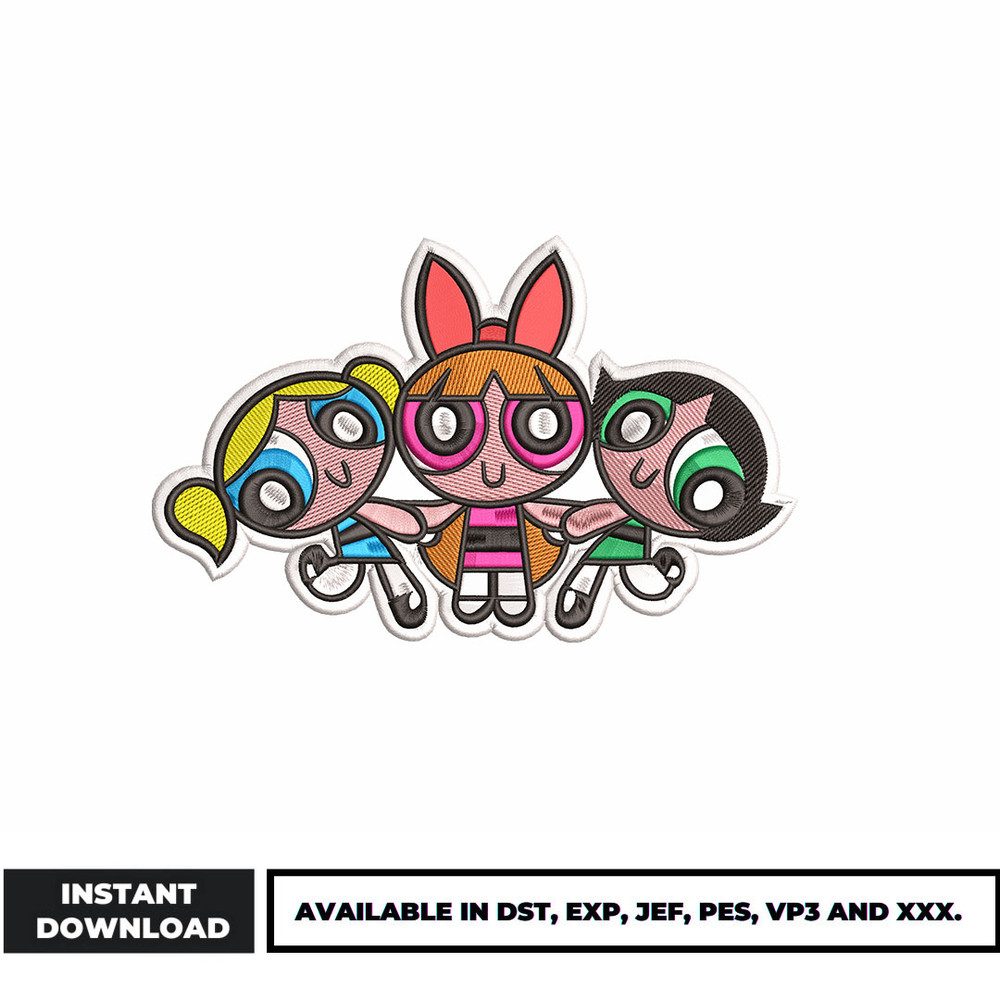 Powerpuff Girls anime embroidery design