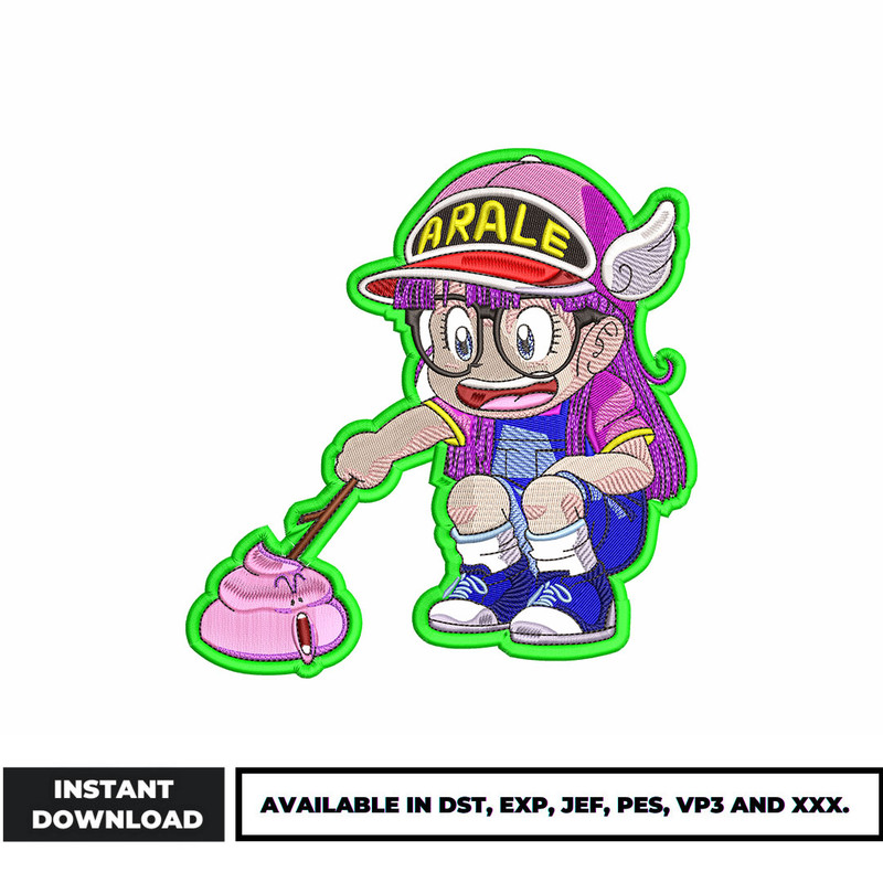 Arale anime embroidery design