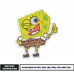 spongebob anime embroidery design, spongebob embroidery, anime embroidery, embroidery file, instant download.