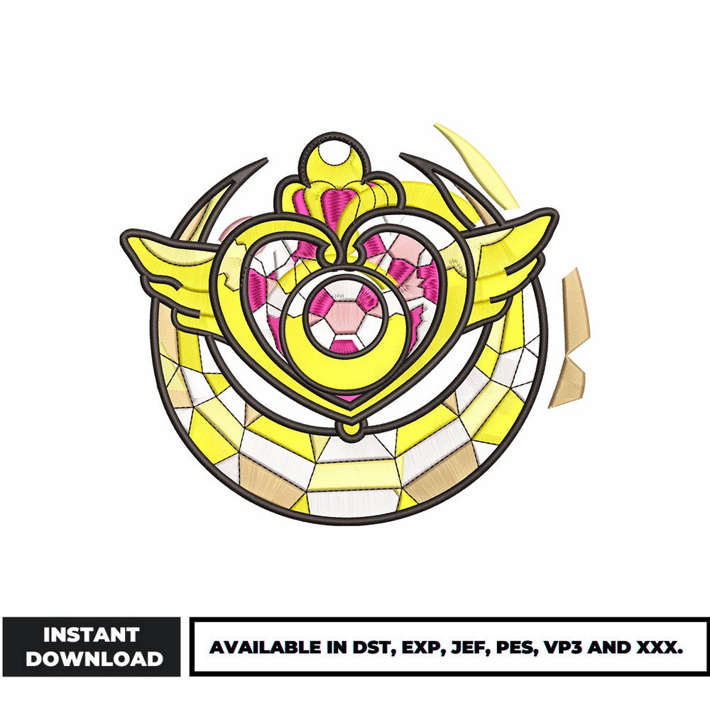 Sailor Moon logo anime embroidery design
