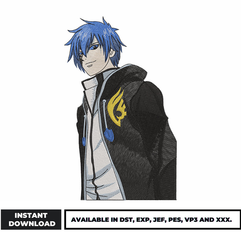 Jellal anime embroidery design