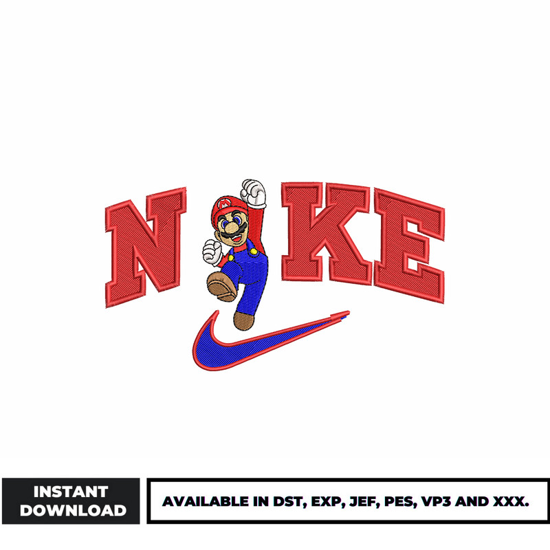 Nike Super Mario embroidery design