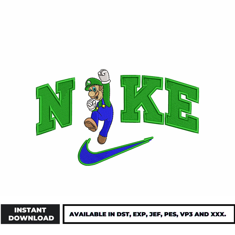 Nike mario green embroidery design