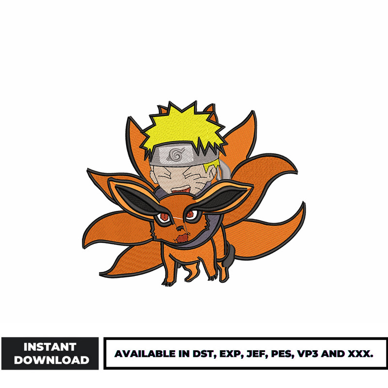 Kurama Naruto chibi embroidery design